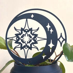 Sun and Moon Plant Trellis | Celestial 3D Printed Support for Indoor Plants, Small Hoop for Hoya Pothos & Monstera