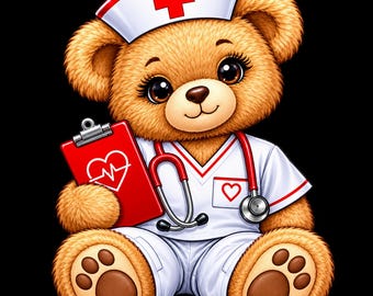 Stampa dell'Orsetto Infermiere: Orsetto di peluche in uniforme da infermiera (Download digitale)