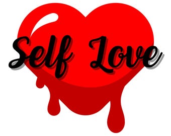 Stampa a forma di cuore con scritta "Amore per se stessi", decorazione per San Valentino (download digitale)