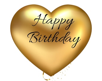 Goldenes Herz 'Happy Birthday' Print