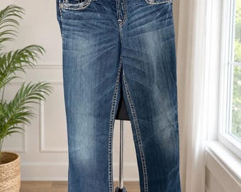 Y2K Silver Blue Women's Straight-Leg Jeans size 26