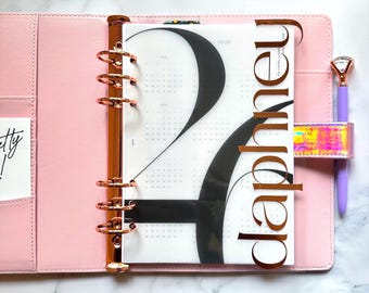 Personalized A5 Planner Dashboard | Rose Gold Chrome Name