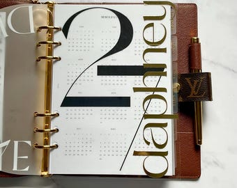Personalized A5 Planner Dashboard | Gold Chrome Name