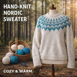 Patrón de suéter islandés a crochet en PDF: Tutorial fácil para mujer