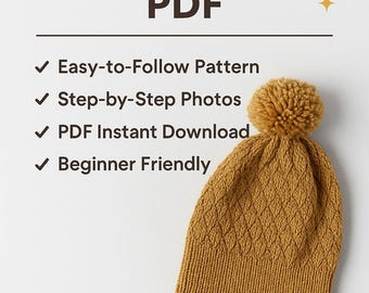 Textured Knit Beanie Pattern PDF – Easy DIY Hat Tutorial for Beginners