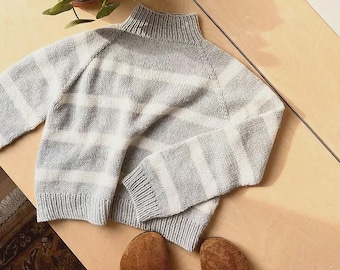 Patrón de suéter de punto grueso / Jersey de cuello redondo fácil / Tejido para principiantes (mujeres) / Descarga instantánea en PDF