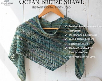Merino Shawl PDF Knitting Pattern – Intermediate