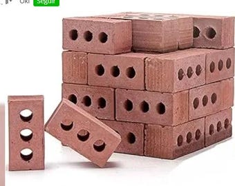 Miniatuur rode bakstenen, schaal 1:6, blokken - Perfect voor diorama's, poppenhuisminiaturen, bouwcadeaus, minituinen en meer!