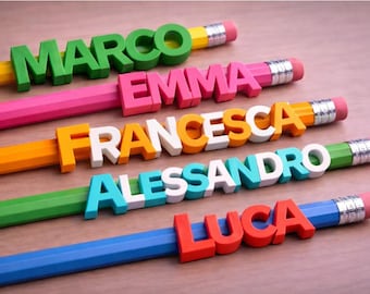 Gepersonaliseerde potloodtoppers – Potloodaccessoires met eigen naam – 3D-geprinte schoolcadeautjes – Cadeautjes voor in de klas