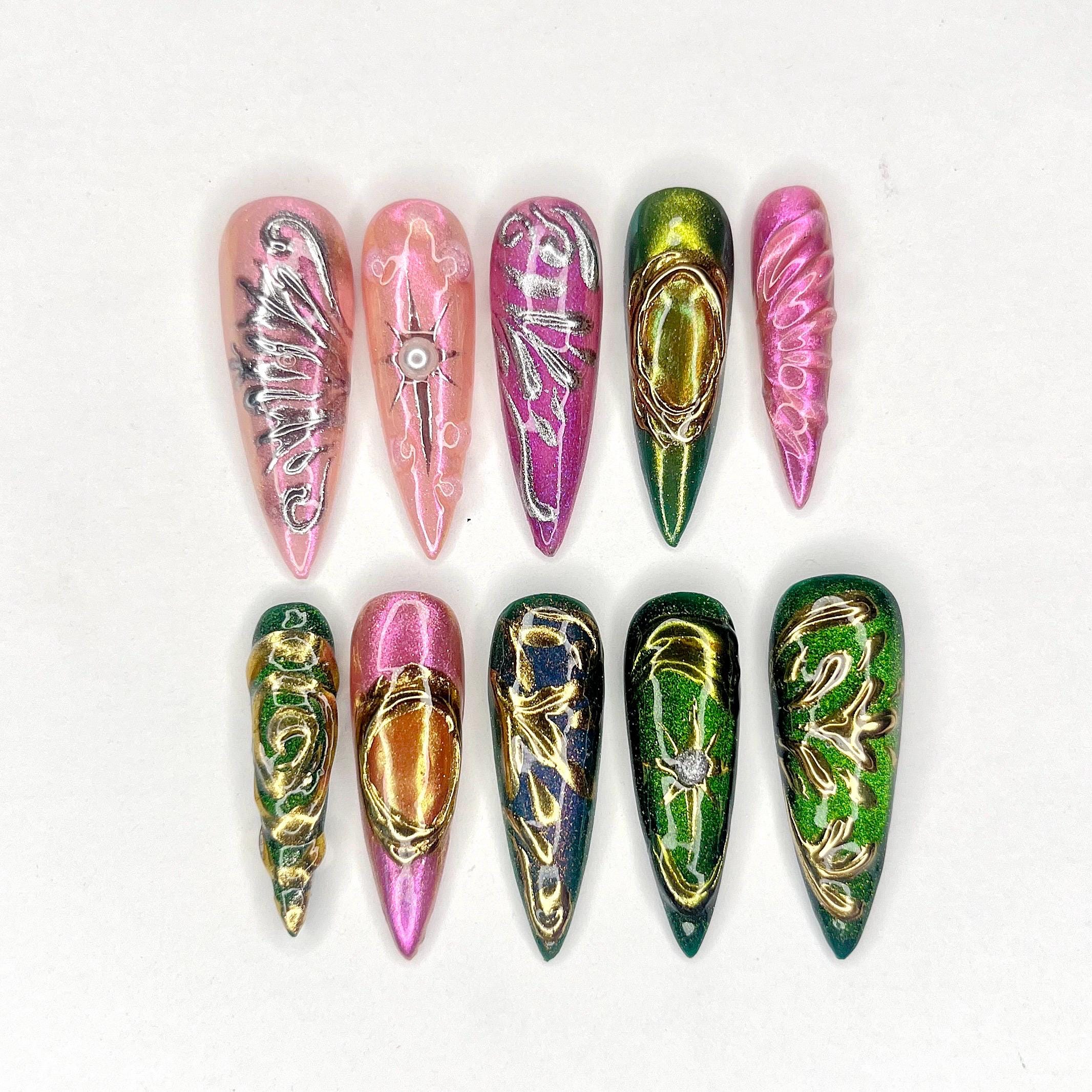 Discover Wicked Elphaba & Galinda Inspired Press On Nail - Wicked Merch - Mother's Day Gift