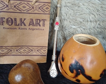 mate gourd cup with staw and yerba mate