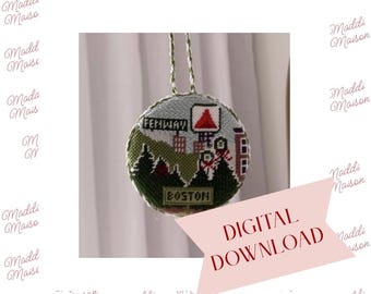 Boston Round 4IN Needlepoint Stitch Chart Christmas Canvas