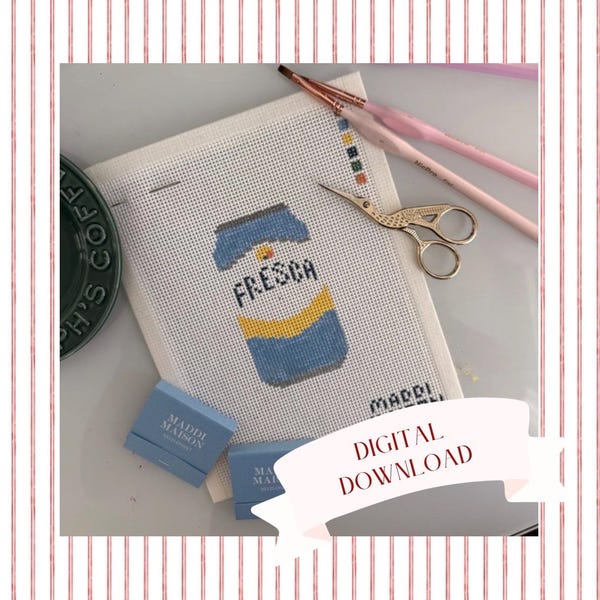 FRESCA Girl Drink Schema punto croce con pittura colorata