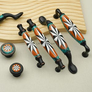 Maniglie per cassetti in ceramica uniche, maniglie per mobili da cucina nere e verdi, accessori per maniglie di armadietti