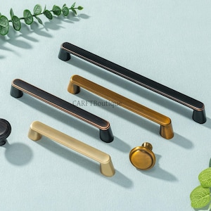 Black Copper Drawer Pulls knobs, Brushed Brass Cabinet handles,Antique Coffee Kitchen Door Hardware