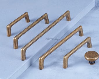 Gealterte Messing Schubladenknäufe, Black Nickel Schrankgriffe, Vintage Küchenknäufe Hardware