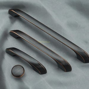 Boutons de tiroir en cuivre noir rétro, poignées d'armoire en bronze huilé, poignées d'armoire de cuisine