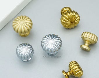 Massief messing pompoenkastknoppen trekt: chroom, gouden ladetrekker, keukengrepen Hardware