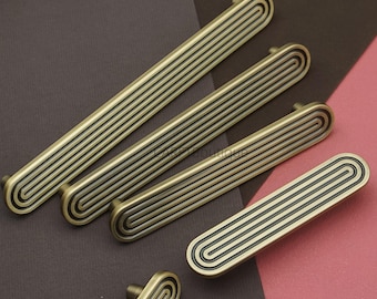 Solid Brass Drawer Pulls knobs ,Antique Bronze Cabinet Handles, Track kitchen Cupboard Pulls hardware
