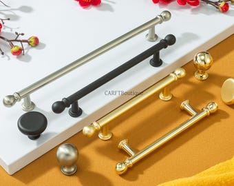Brushed Brass Drawer Pulls ,Cabinet handles black , kitchen door knobs and pulls . Cupboard Hardware