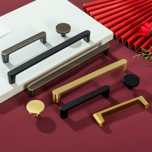 Brushed Brass Cabinet Knob or Handle: Black Bronze Round Drawer Pull,dresser knob