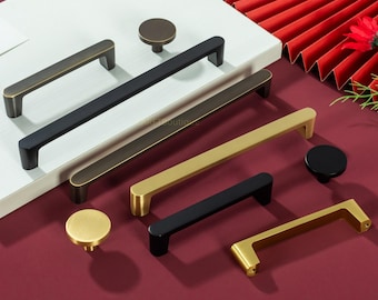 Brushed Brass Cabinet Knob or Handle: Black Bronze Round Drawer Pull,dresser knob