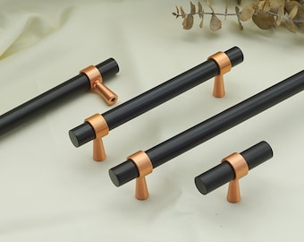 Black Copper Drawer Pulls , Solid Brass Cabinet Handles: Modern kitchen door Knob and pull