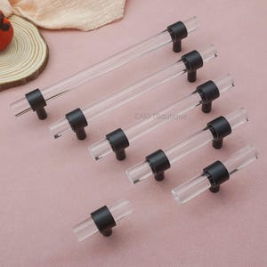 Acrylic Cabinet Handle: Brass, Chrome, or Black Gold Drawer Pulls, kitchen door knobs hardware