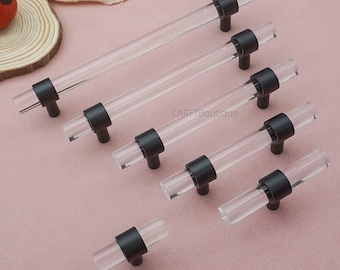 Acrylic Cabinet Handle: Brass, Chrome, or Black Gold Drawer Pulls, kitchen door knobs hardware