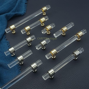 Customized Acrylic Drawer pulls knob ,Gold Silver Cabinet handles , Kitchen cupboard Pulls hardware