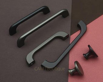 ブラック引き出し取っ手、ダークグレーキャビネットハンドル、ドレッサーノブ、キッチンドア取っ手ハードウェア