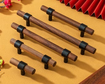 Walnut drawer Pulls ,Natural wood Cabinet handles ,Dresser knobs beech , Kitchen cupboard hardware Customized