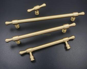 Solid Brass Drawer Knobs handles , Antique Bronze Cabinet pulls , Retro kitchen door Knob pull