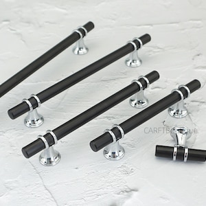 Zwart chroom kastgrepen, keukengrepen, ladeknoppen ladekast, hardware cadeaukast