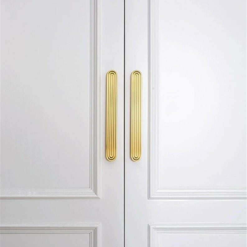 Tiradores de latón macizo para gabinetes - Tiradores de cajón de bronce antiguo retro, herrajes para manijas de puertas de cocina imagen 12