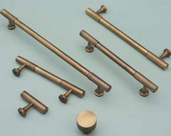 Poignées de bouton de tiroir en bronze antique, poignées de meuble en laiton massif, poignées de cuisine en nickel brossé