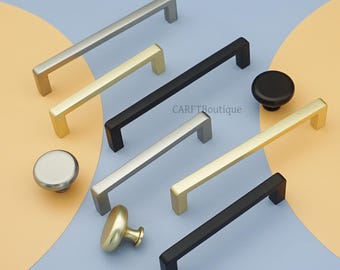 Gebürstete Nickel Schubladenknäufe, Messingschrankgriffe, Knäufe, schwarze Küchentürknäufe Hardware
