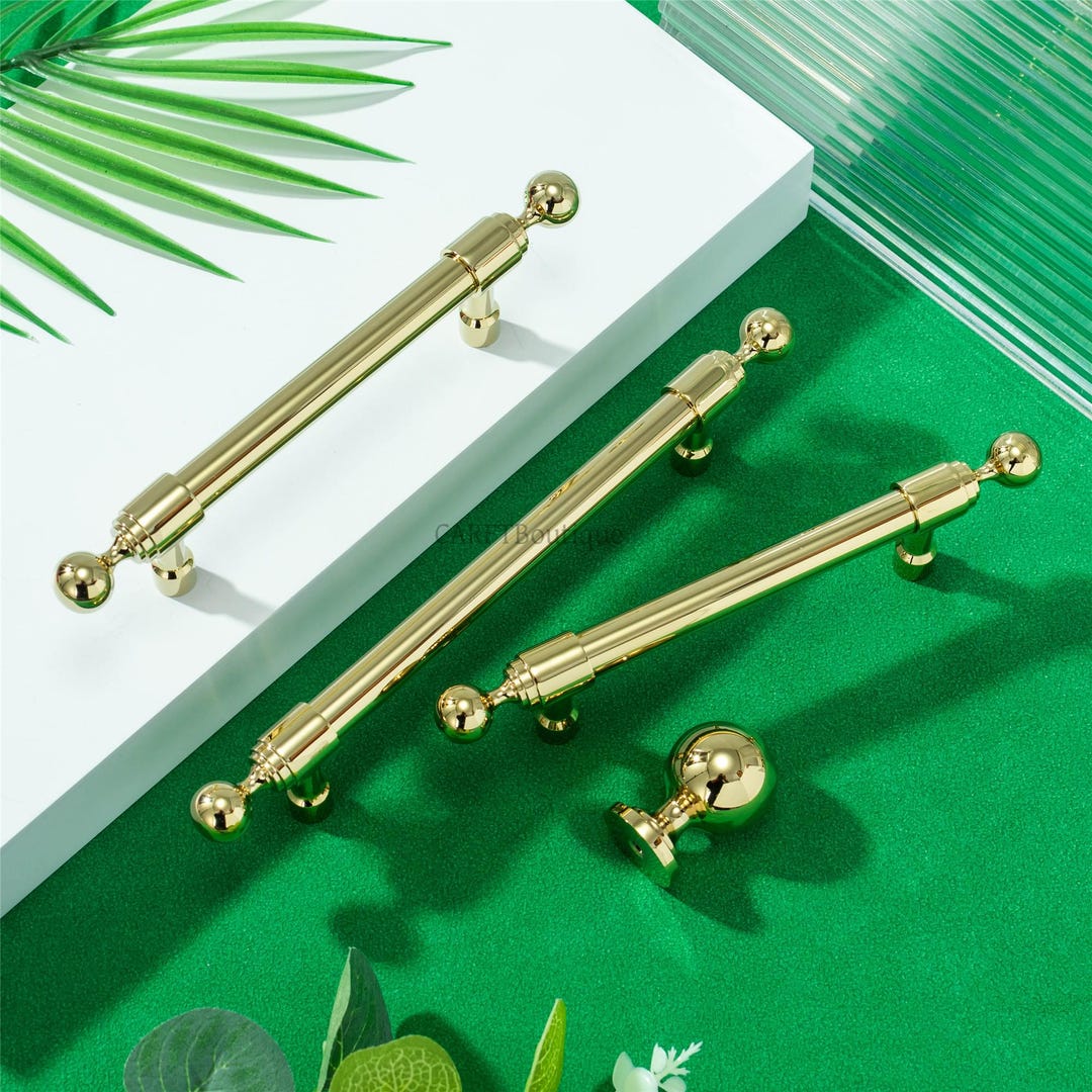 Solid Brass Cabinet Handles: Gold Drawer Knobs Pulls, Dresser Knob ...