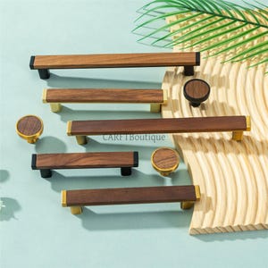 Poignées de tiroir en noyer noir : poignées de meuble en bois naturel, boutons de commode en bois