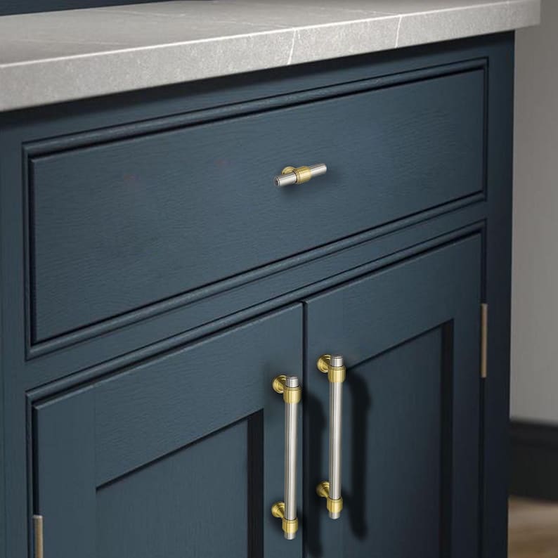 Nickel Küchenschubladenknöpfe ziehen, gebürstete Messing Schrankgriffe, Gold Schrankknöpfe ziehen Bild 10