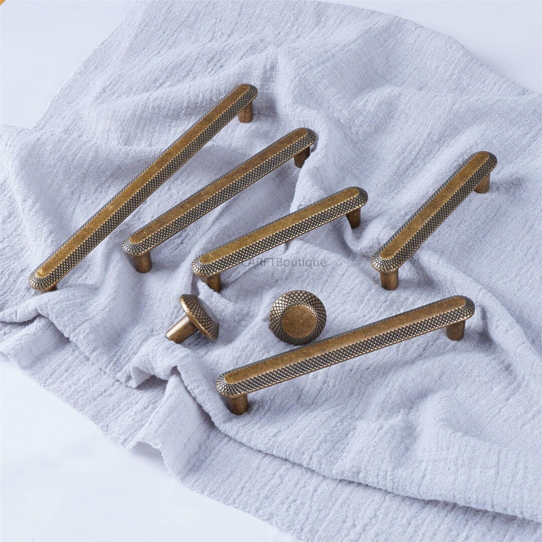 Aged Brass Cabinet Knobs Pulls ,vintage Drawer Pulls ,retro Kitchen ...