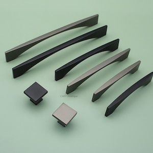 Black Cabinet handles , Gray Drawer knobs and pulls  ,Square Kitchen Door Handle
