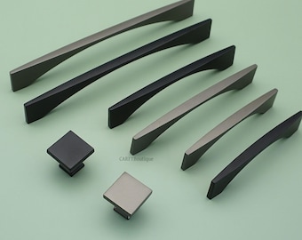 Black Cabinet handles , Gray Drawer knobs and pulls  ,Square Kitchen Door Handle