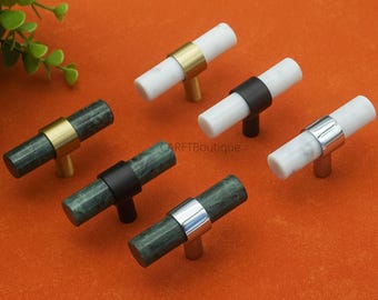 Marmor Schubladenknauf: Messingschrankknopf, Küchentürgriffe aus grünem oder weißen Marmor