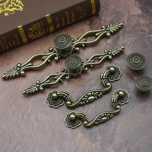 Tiradores de cajón de bronce antiguo: tiradores rústicos de aleación de zinc para gabinetes