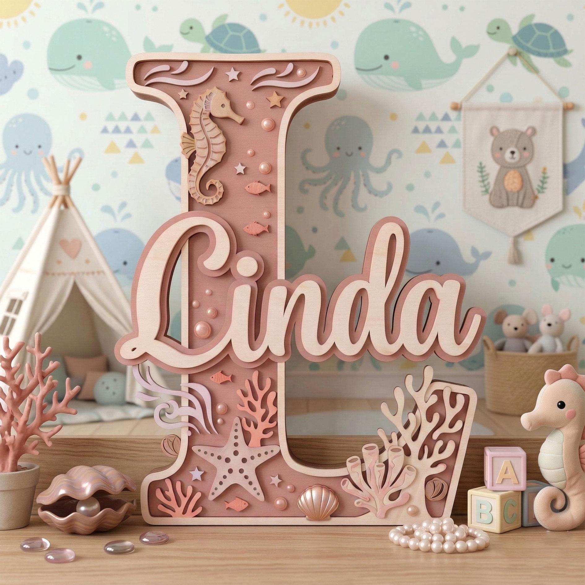 Personalized Ocean Name Sign for Kids, Custom Under the Sea Baby Room ...