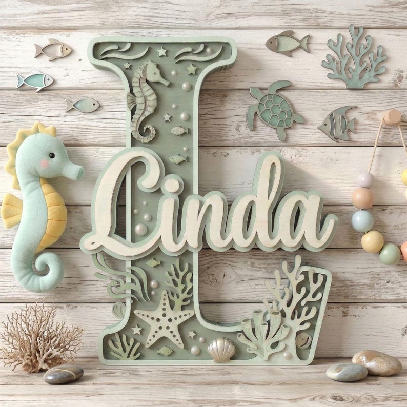 Personalized Ocean Name Sign for Kids, Custom Under the Sea Baby Room ...