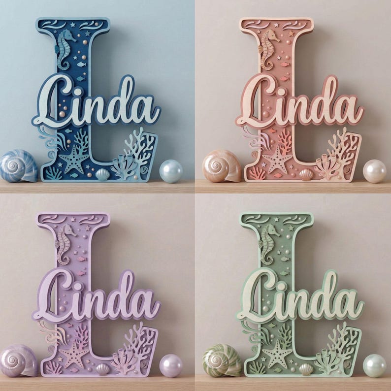 Personalized Ocean Name Sign for Kids, Custom Under the Sea Baby Room ...