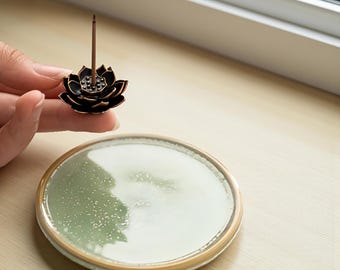 Zen Lotus Flower Incense Burner Set | Ceramic Ash Catcher