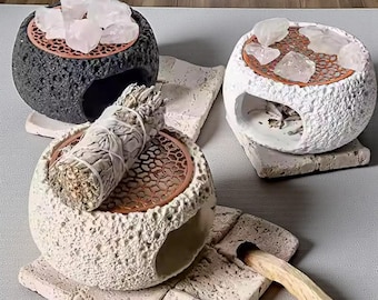 Handmade Cement Incense Burner, Palo Santo Holder, Wabi Sabi Altar Decor